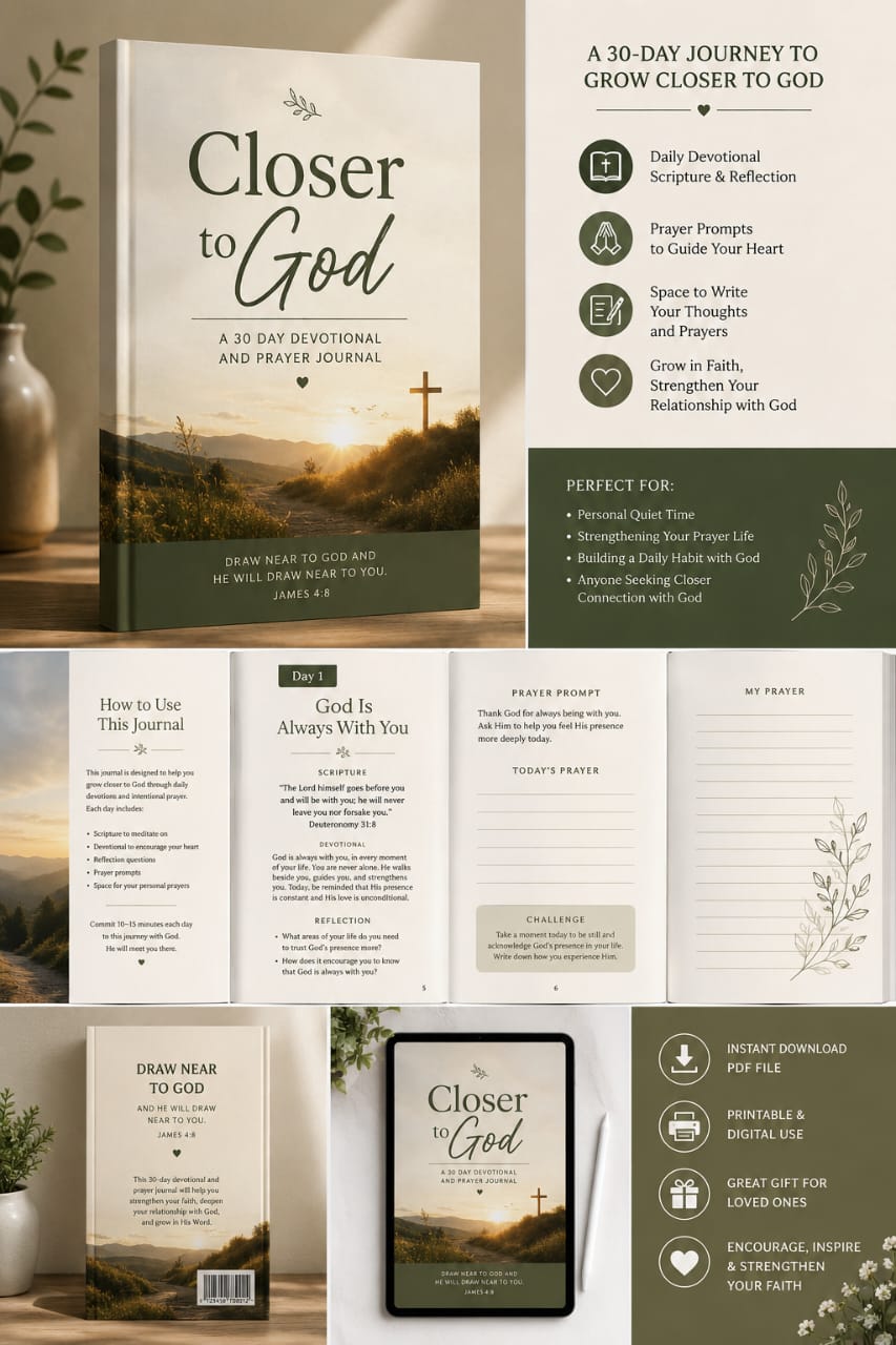 Closer to God – A 30-Day Devotional &amp; Prayer Journal