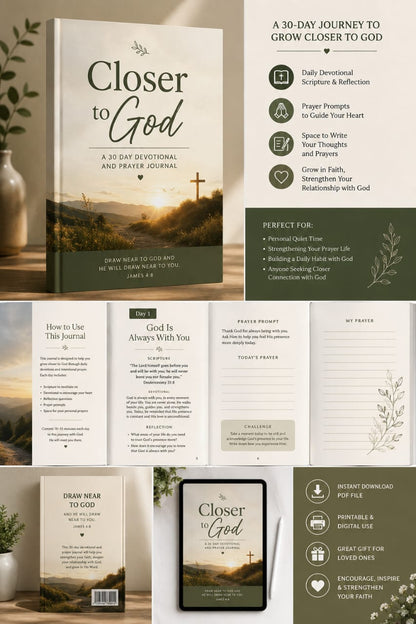 Closer to God – A 30-Day Devotional &amp; Prayer Journal